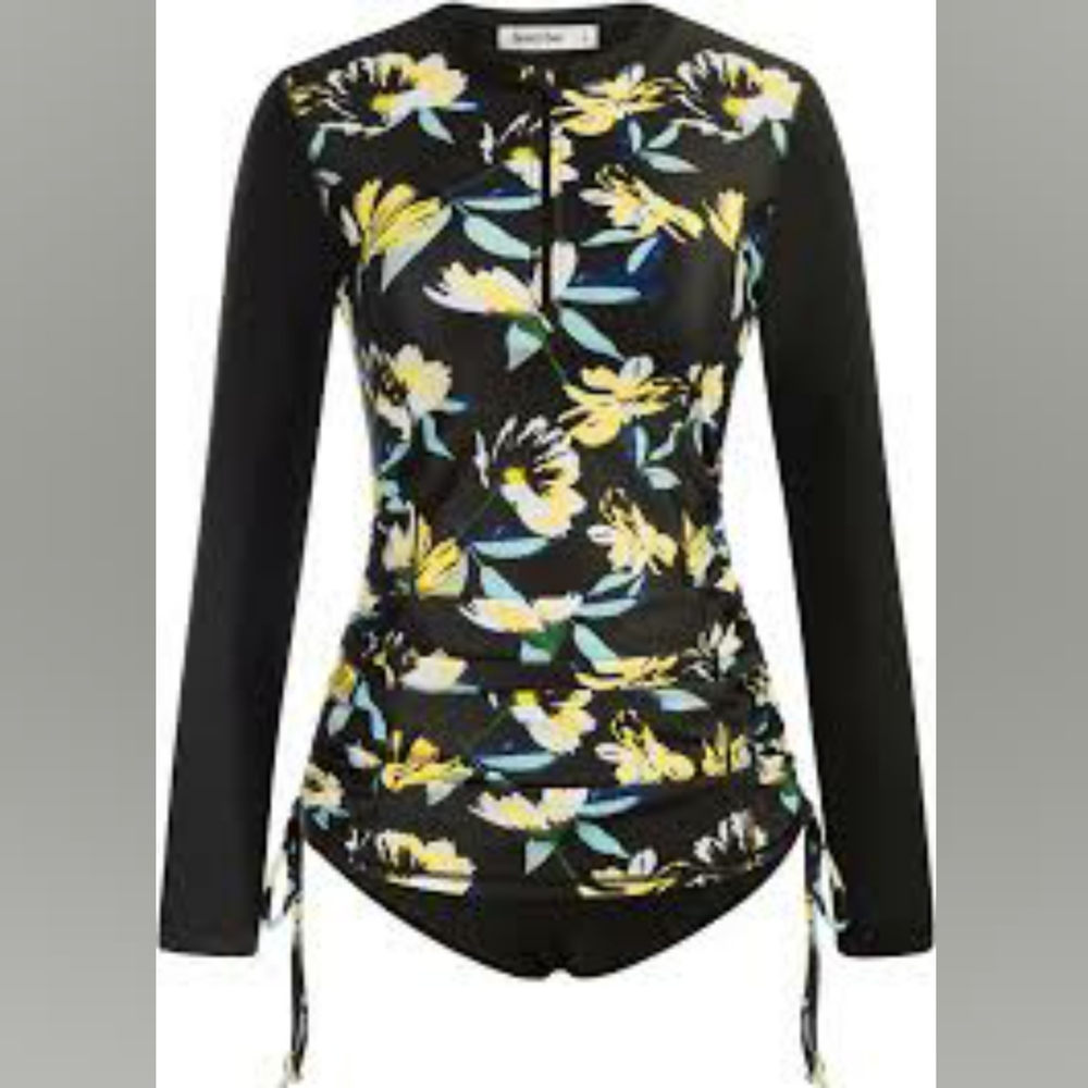 Jasambac Womens Rashguard Long Sleeve Swim (2XL)